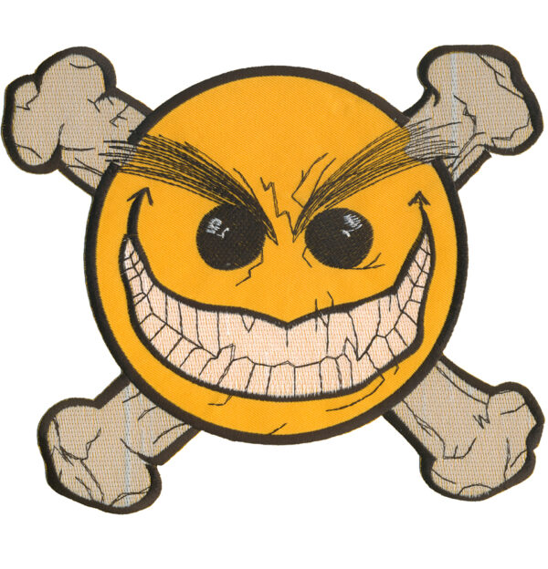 Smiley Face Evil Broderat Ryggmärke