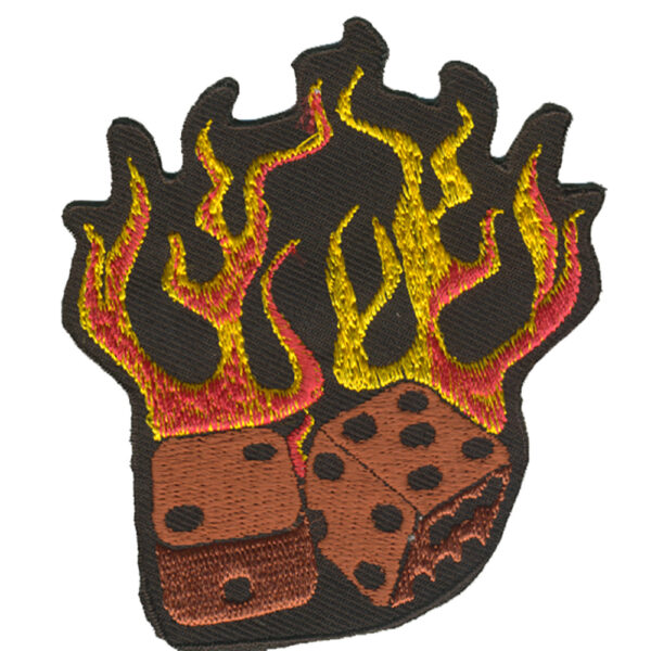 Tärning Flame Broderat Tygmärke